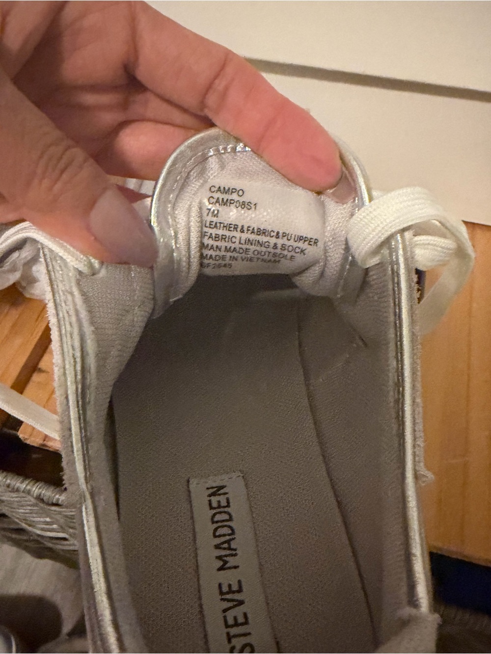 Steve Madden Women's Metallic Silver and White Platform Sneakers - Picture 3 of 3
